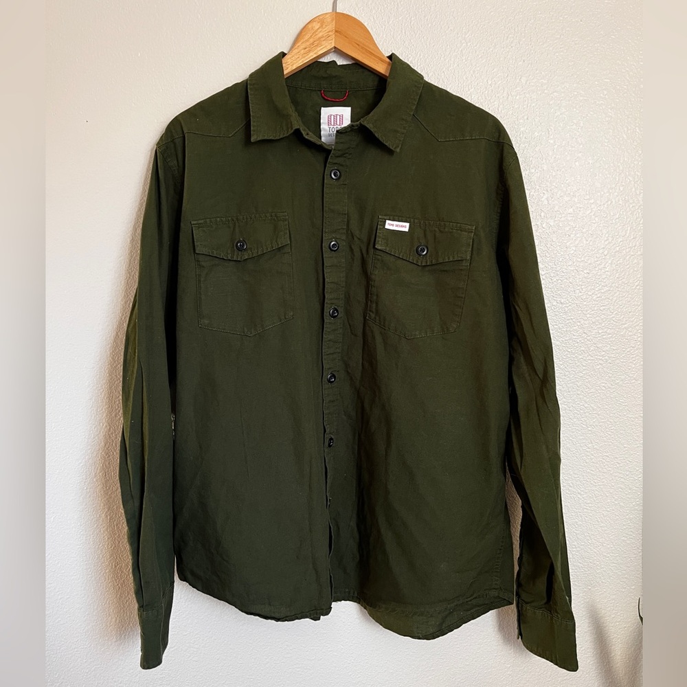Topo Designs men’s long sleeve green button up. Western style size XL